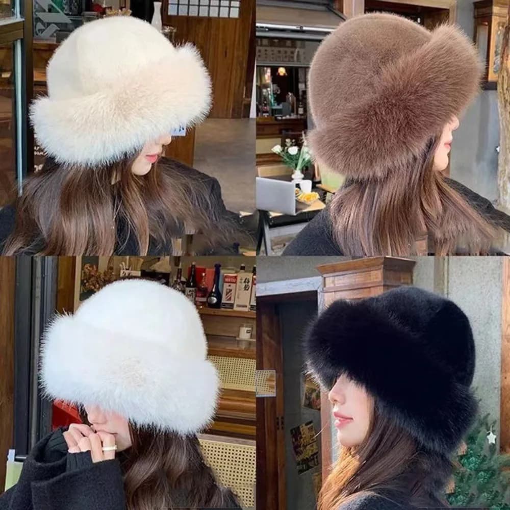 Cappello da pescatore invernale in soffice pelliccia da donna Cappello da pescatore invernale in peluche Cappello caldo e spesso per i regali di Natale dei giorni di neve