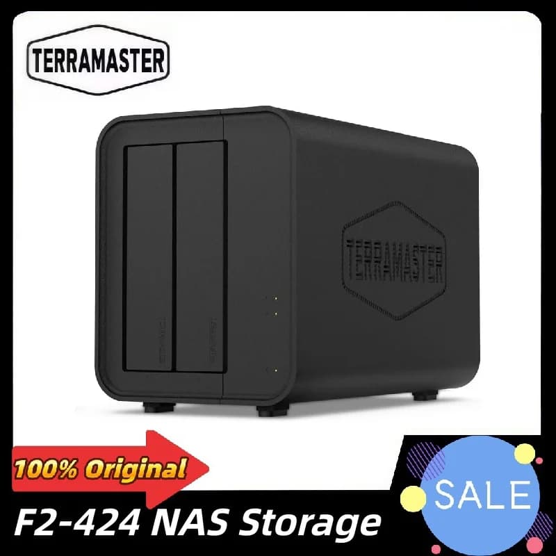 TERRAMASTER F2-424 NAS Storage 2Bay - CPU quad-core N95, 8 GB di RAM DDR5, porta 2,5 GbE x 2, archiviazione attaccata in rete (senza disco)