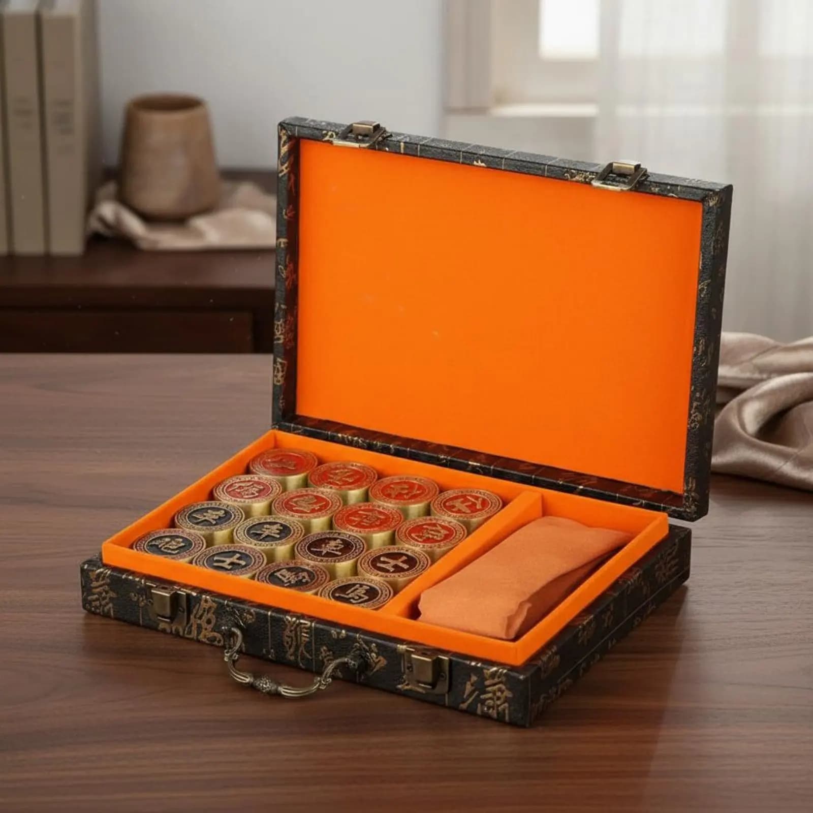 Brass Chess Set Solid Metal Gift Box Chess Set Board Game Traditional Collectible for Collectors, Gifts, Display