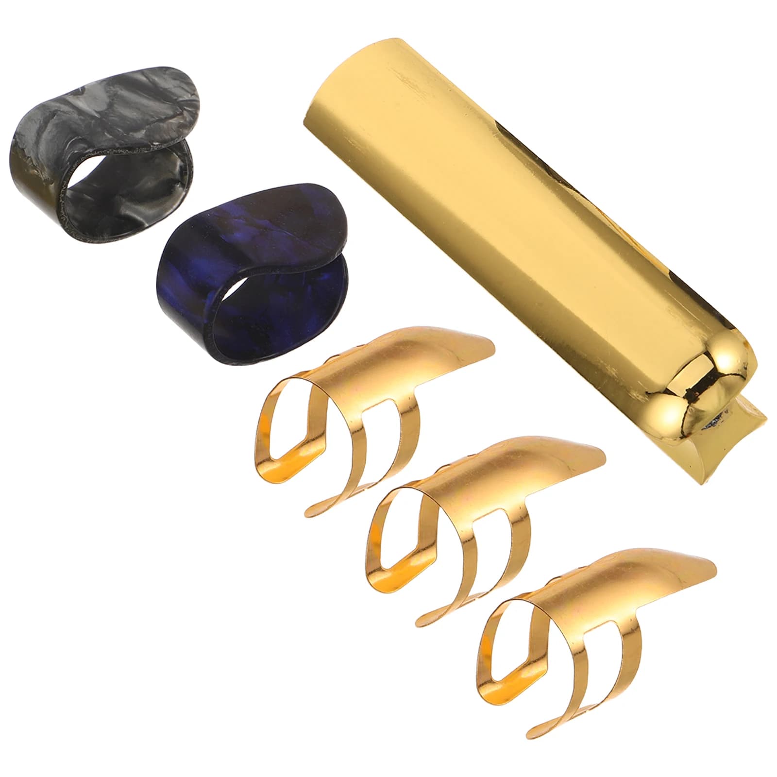 Set Completo di Accessori per Chitarra Elettrica: Slide in Metallo, Tubo in Ottone, Plettri per Pollice per Chitarra Acustica, Basso, Banjo, Ukulele, Slider Solidi