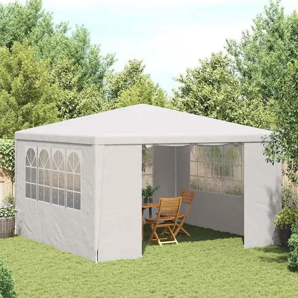 Tenda impermeabile da esterno bianca in PE da 13,1 piedi x 13,1 piedi, tettoia in polietilene per feste, matrimoni, giardino e campeggio