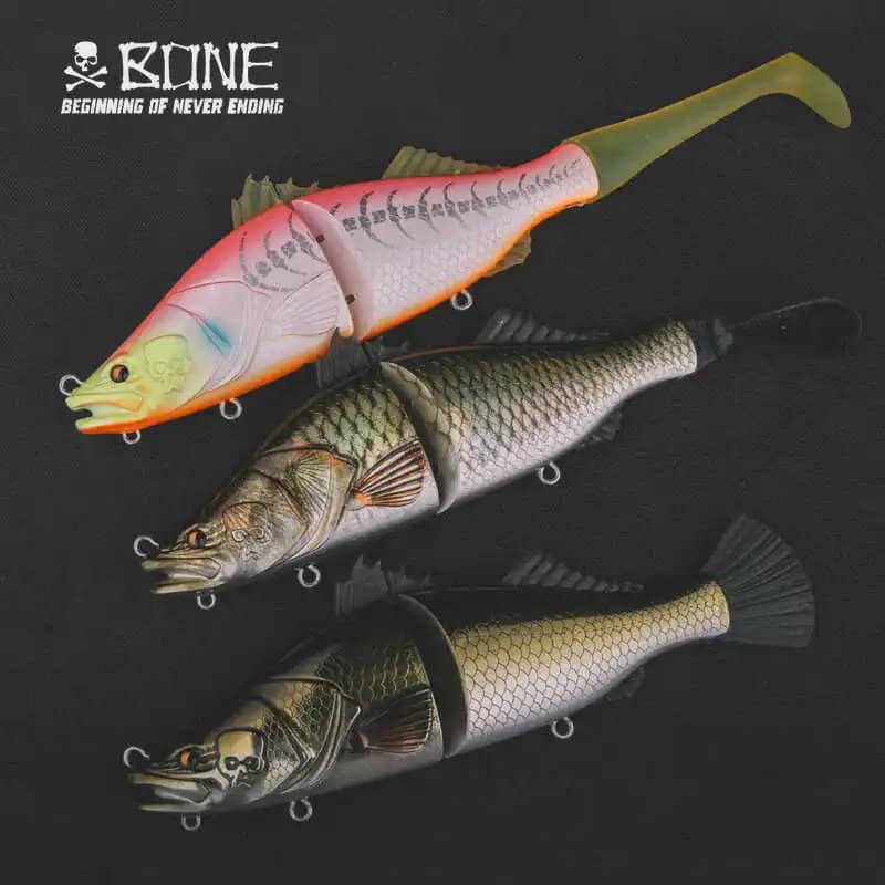 Bone Espybarra 176mm 61g Esche artificiali galleggianti multifunzione Swimbait con 3 code intercambiabili Acqua di mare Acqua dolce