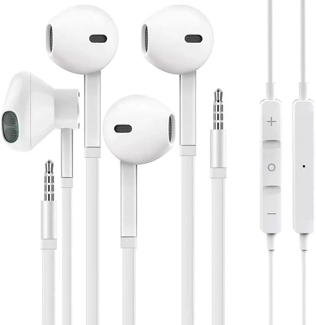Confezione da 2 Auricolari Cablati con Isolamento Acustico, Controllo Volume e Microfono per Dispositivi iPhone/Samsung/Android