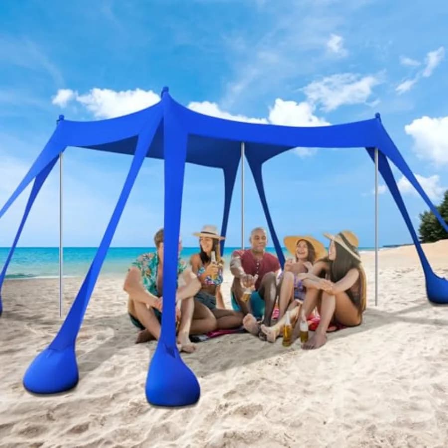 Beach Tent Sun Shelter 10x10ft for Family Party, Camping, Fishing, Backyard, Picnics Polyester UPF50+ Shade Canopy in Navy Blue