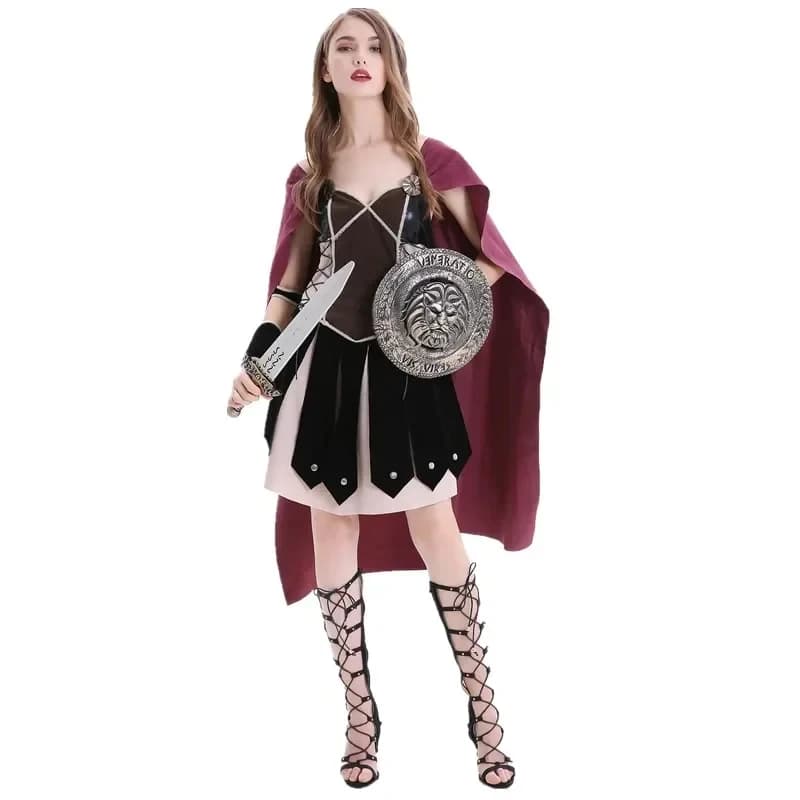 2026 Adult Women Medieval Rome Zina Warrior Princess Costume Halloween Carnival Party Cosplay Roman Sparta Gladiator XKC2I