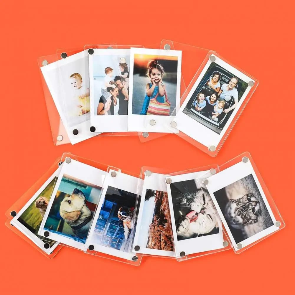 Acrylic photo frame set Magnetic photo frames for refrigerator Support for family image display for home office furniture