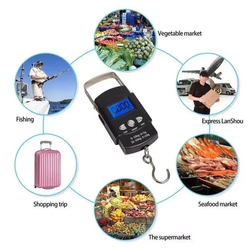 Portable Spring Hook Luggage Scale High Precision Mini Digital Gram Scale for Vegetable Selling Use Kitchen Accessories