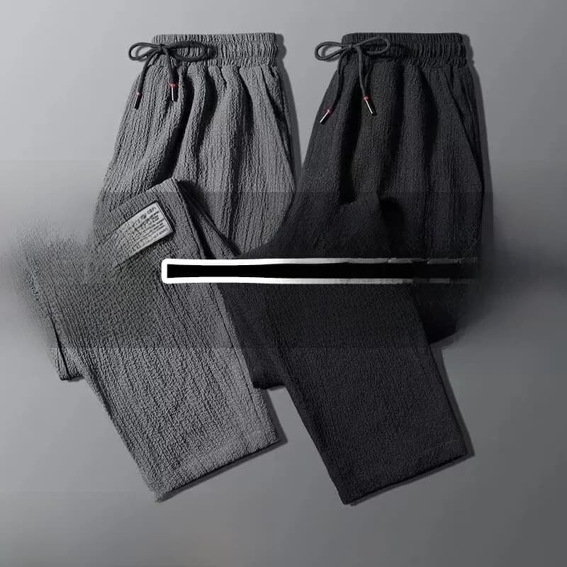 Ice Silk Loose Straight Leg Casual Workwear Pants Thin Summer Elastic Sports Trousers for Men Breathable Quick Dry Wear Resis...