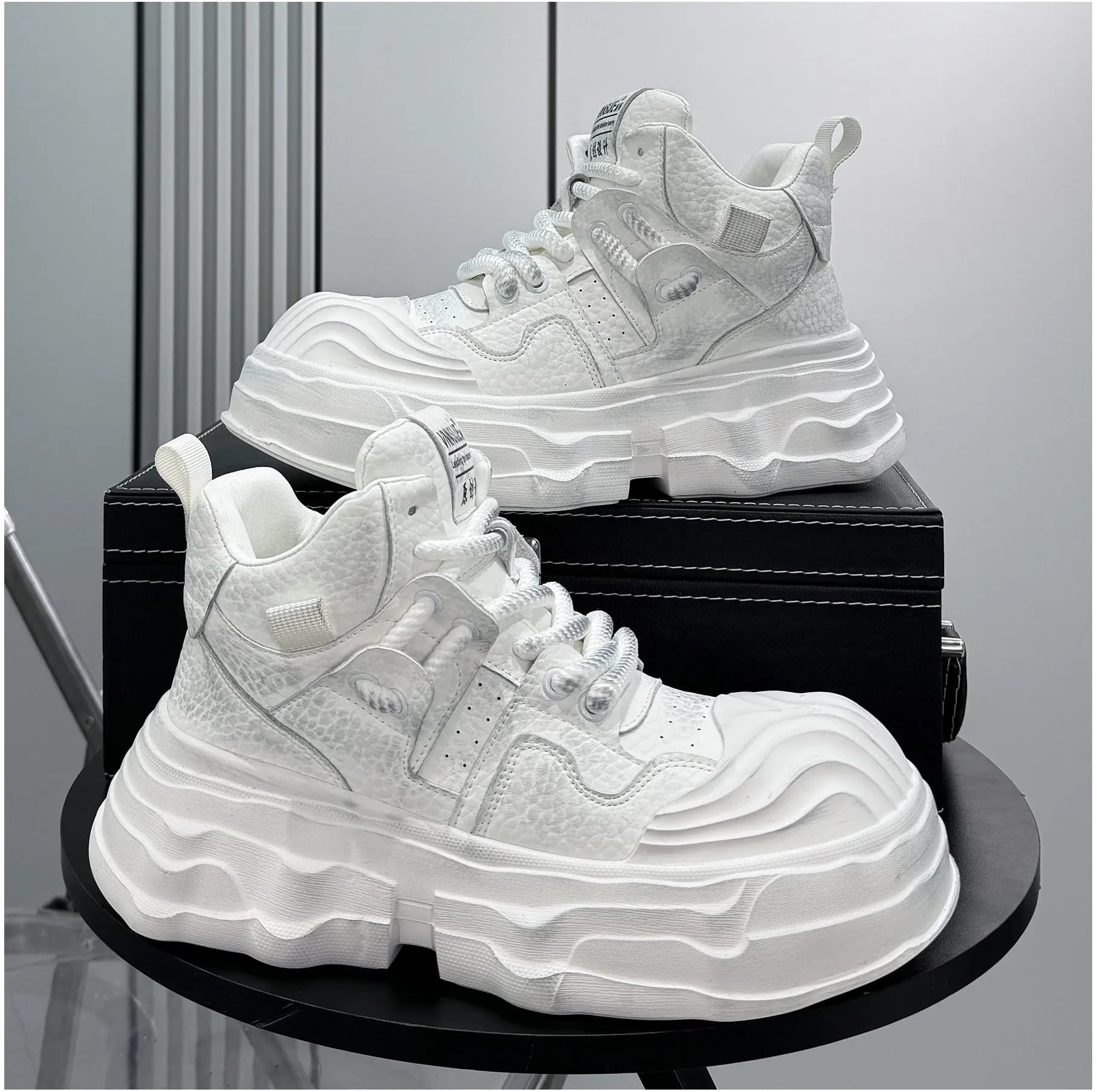 Scarpe Casual da Uomo di Design di Lusso, Sneakers Sportive Bianche con Suola Spessa e Rialzo, Zapatillas De Deporte