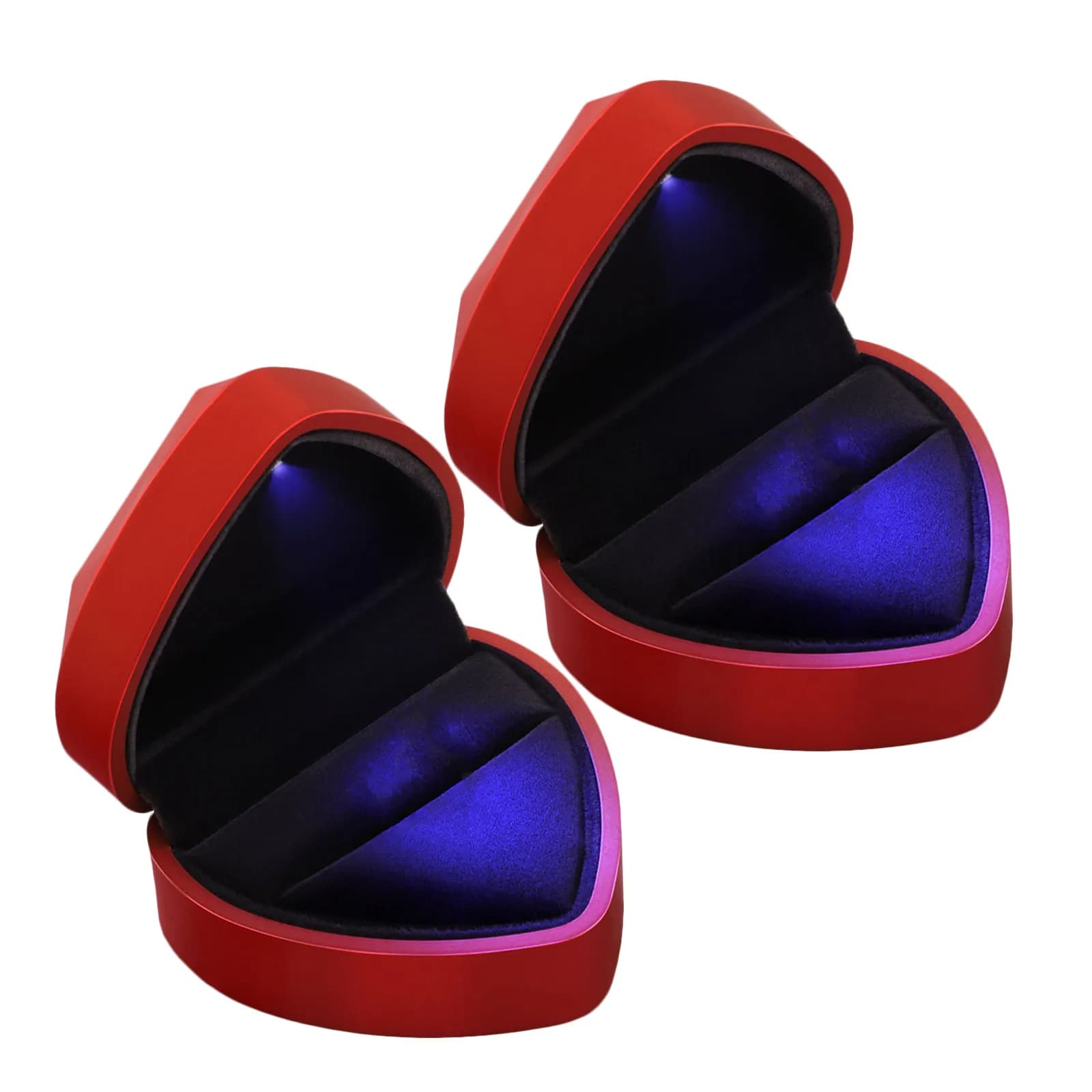 2 Pezzi Scatola Portagioie a LED a Forma di Cuore, Romantica per Proposte di Matrimonio, Fidanzamento, Anniversario, Custodia Luminosa di Lusso