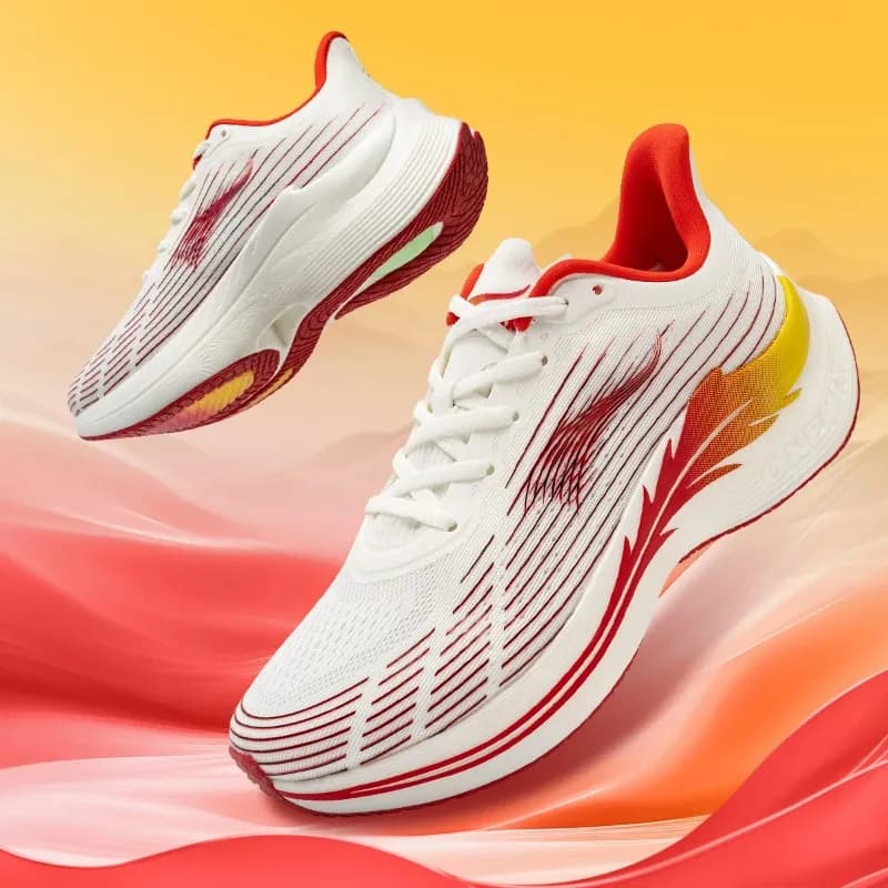 ONEMIX Scarpe da corsa da uomo in rete traspirante, scarpe da passeggio sportive rosse leggere, scarpe da ginnastica sportive da donna e da uomo