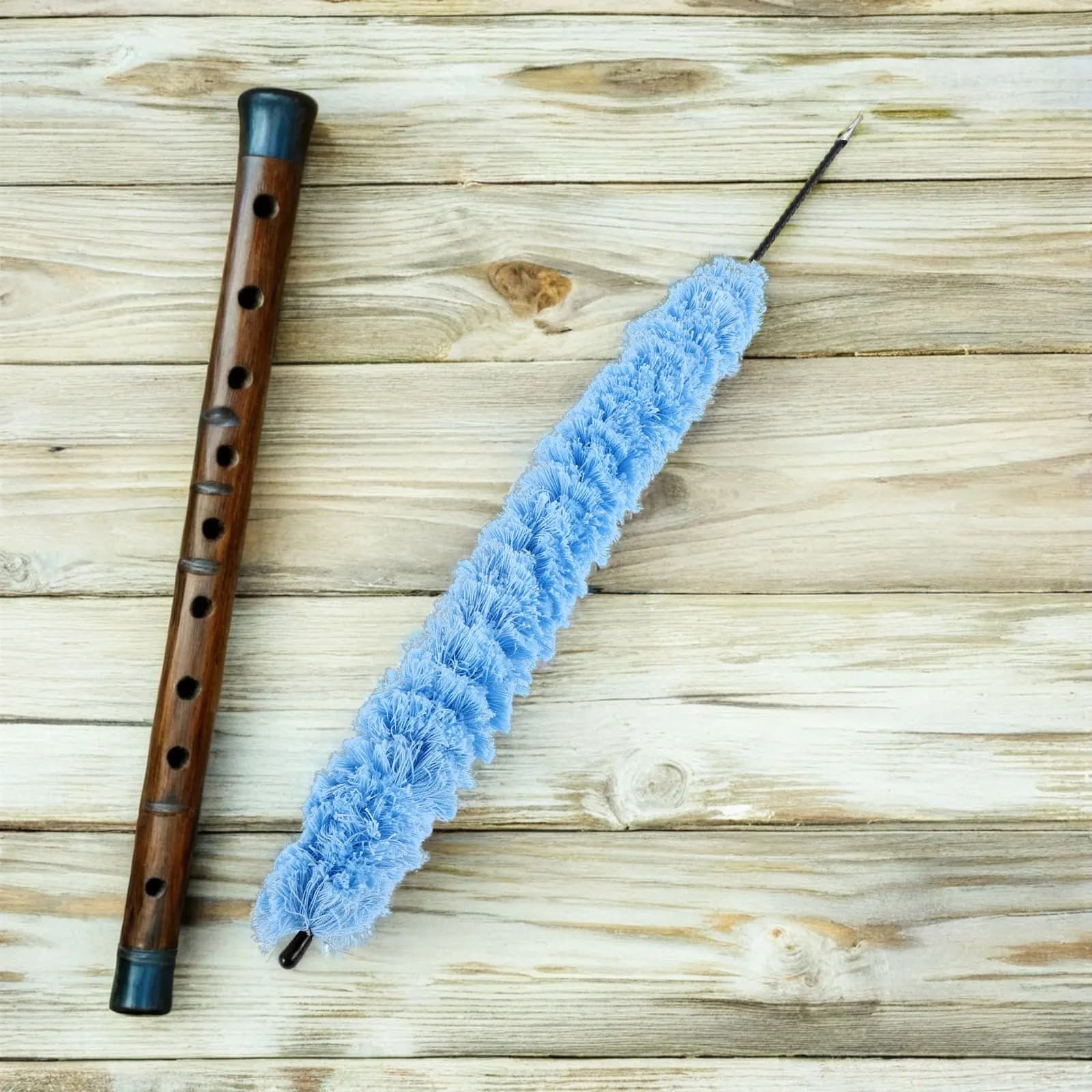 Spazzola per la pulizia della flauto blu, lavabile, con asta in filo di cotone per la pulizia profonda interna, strumento di manutenzione per strumenti a fiato in legno, per banda musicale
