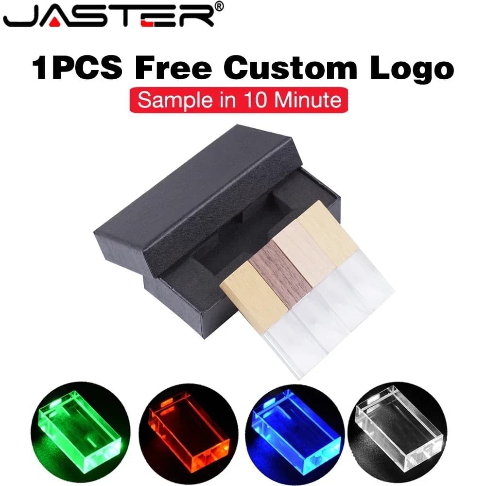USB3.0 LED verde Chiavetta USB 3.0 128 GB Scatola nera Memory Stick Logo personalizzato gratuito Pen Drive Dispositivo di archiviazione in cristallo 64G Pendrive