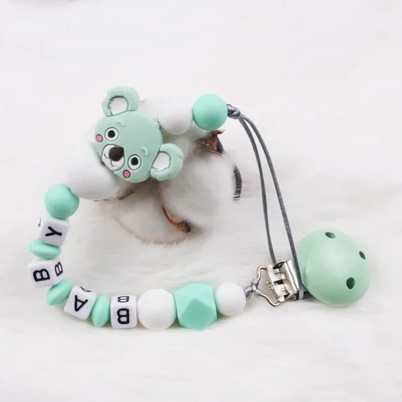 Nome personalizzato per bambini Ciucci Catena Accessorio per neonato Porta ciuccio per capezzoli Clip Succhietto Alimentazione infantile Giocattolo per la dentizione Regalo da masticare