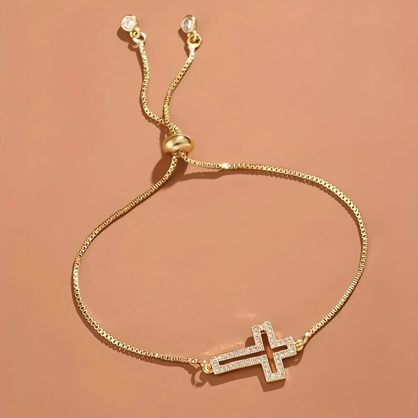 Elegante Bracciale da Donna con Croce in Strass - Stile Vintage, Lega di Zinco, Perfetto per l'Uso Quotidiano e come Regalo