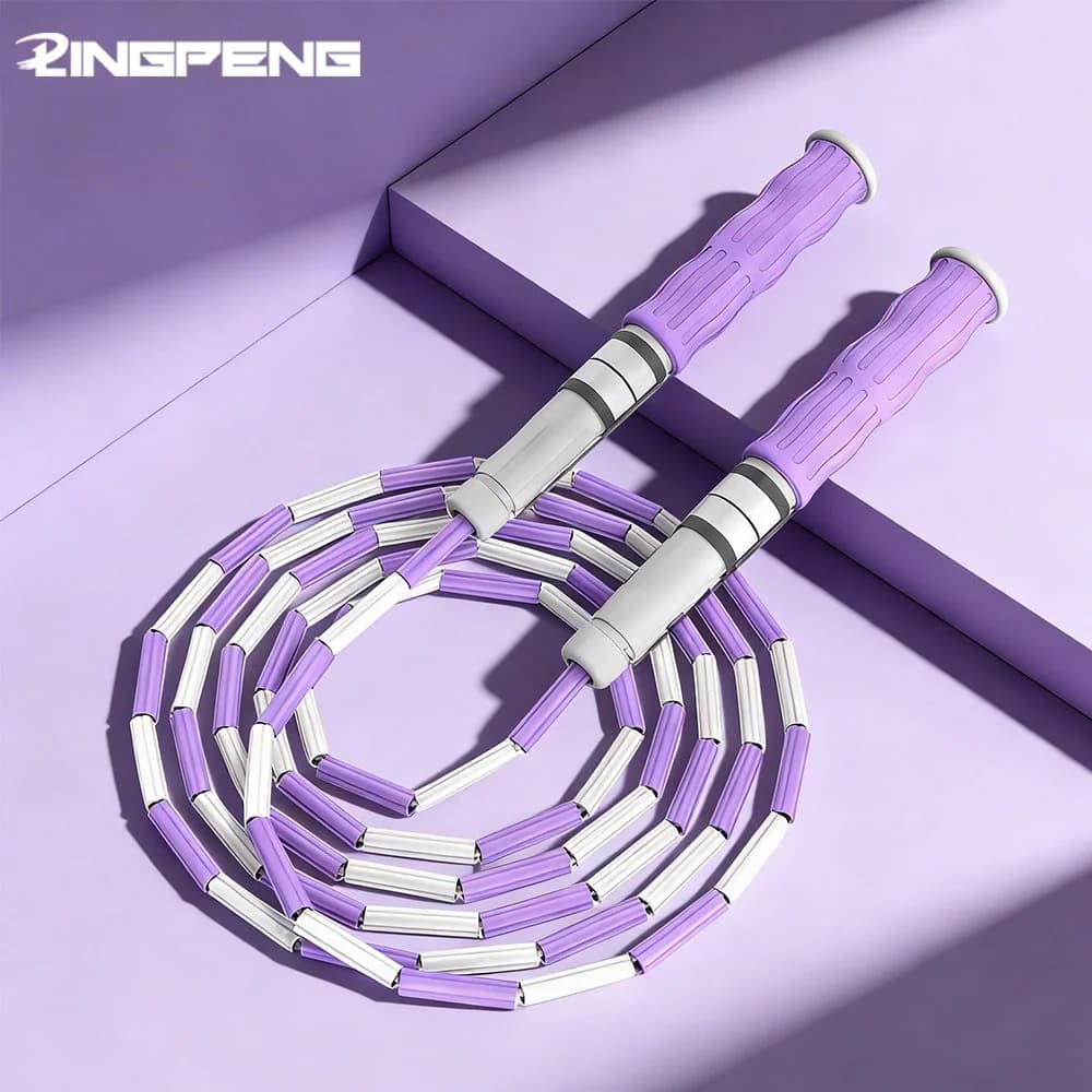 Segmented jumping rope with soft grips with beads, anti-crowding design for school sports, fitness training for children at home