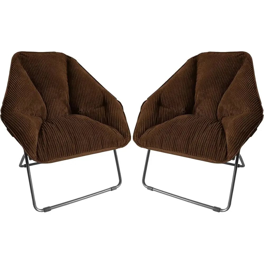 Limited oldable Portable Hexagon Metal e olding Corduroy Sot Dish Chairs or Dorm Rooms, Bed Rooms, Gaming, and Living Room, Brow