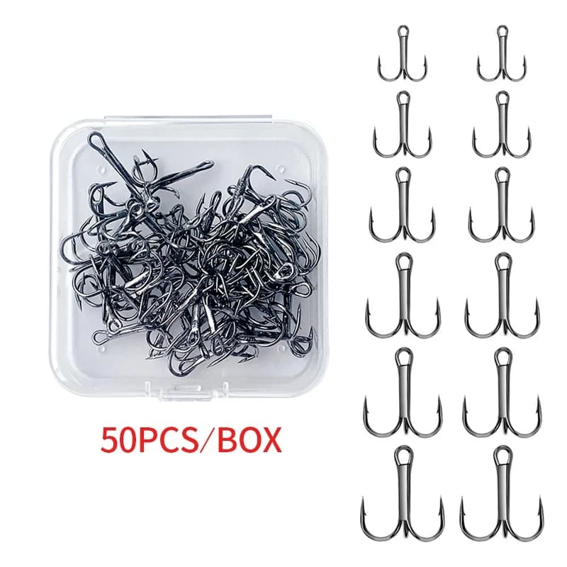 Shawto 50 pcs/Lot I love triple fishing Set in box High carbon steel spindles Fishing equipment I love black fishing equipment Instrument
