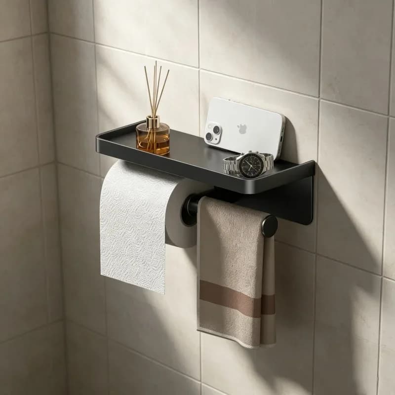 Household Washroom Wall Mount Aluminum Storage Rack Toilet Paper Shelf Store Roll Paper Phone Towel Bathroom Accessory Holder