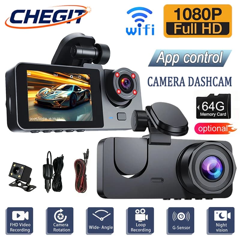 NEW 1080P HD WIFI 2/3Cam Dash Cam for Car Camera DVR Car Recorder Camera for Front Rear View Night Vision Car Accessories