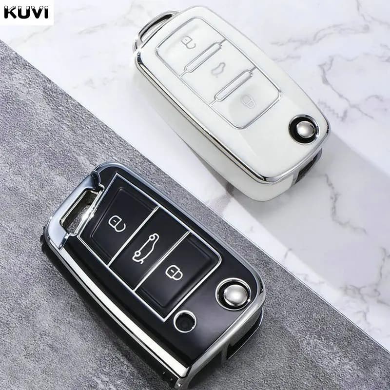 Chiave dell'automobile Caso Della Copertura Borsette Fob Per VW Volkswagen Golf Polo Tiguan Magotan Passat Seat Leon Altea Ateca Skoda Kodiaq Superb Octavia