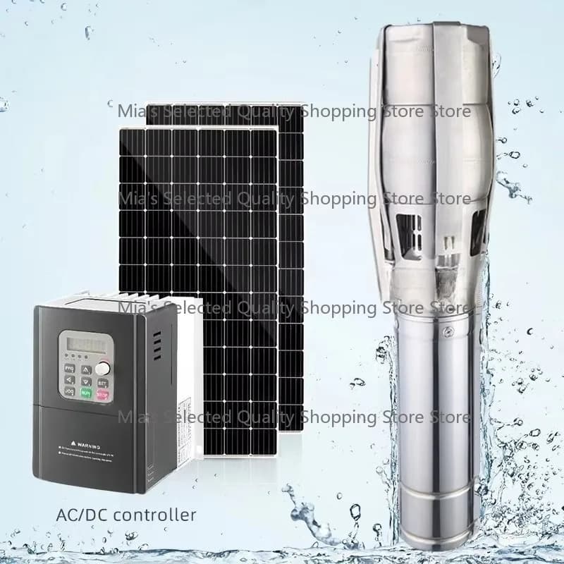 6 pollici 4000W 15-22M Testa 80-95T/H Sistema di pompa dell'acqua solare Pozzo profondo Agricoltura Irrigazione Pannello solare Scatola di controllo