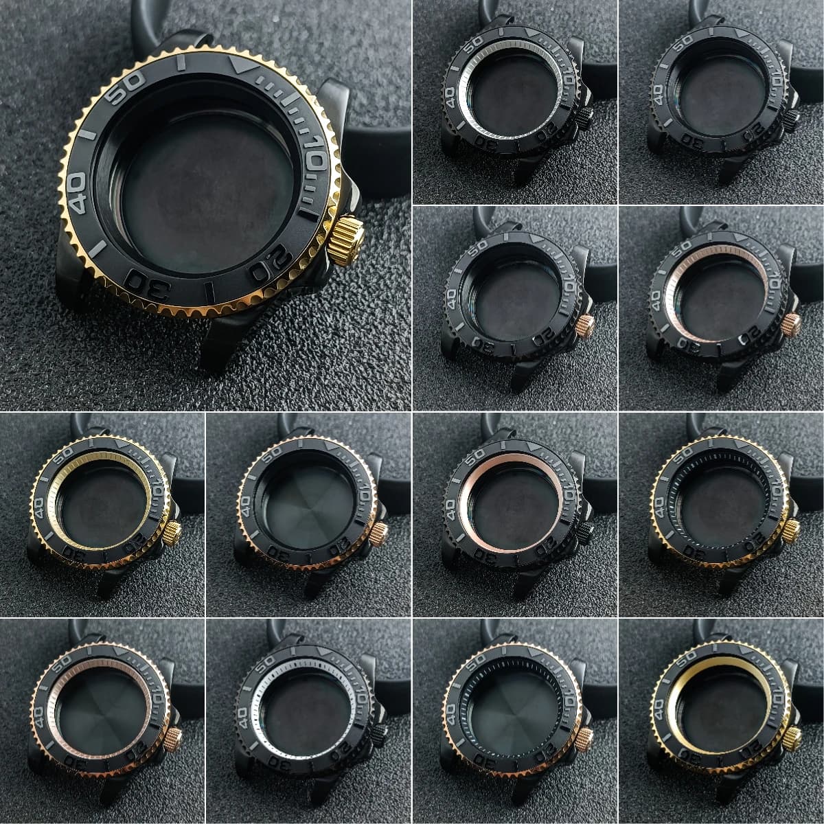 NH35 Cassa 40,5 mm oro nero/rosa GMT Cassa in vetro zaffiro con anello capitolo Misura NH34/35 NH36 movimento scatola orologio parti di orologi