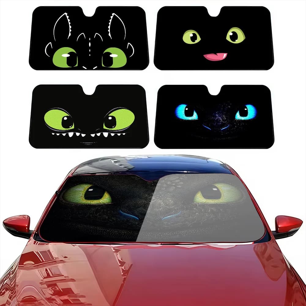 Cartoon Divertente t-train il tuo simpatico d-dragon eye Parasole per auto Parabrezza Anti-UV Finestra Parabrezza Copertura Ombra Visiera automatica