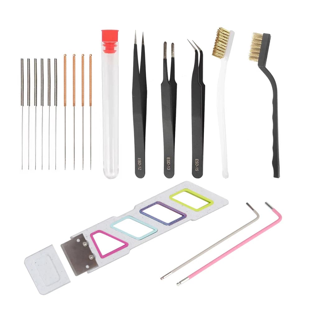 3D Printer Nozzle Cleaning Kit Stainless Steel Hotend Cleaning Needles Cleaner Heater Block Brush Tweezers Platform Scraper