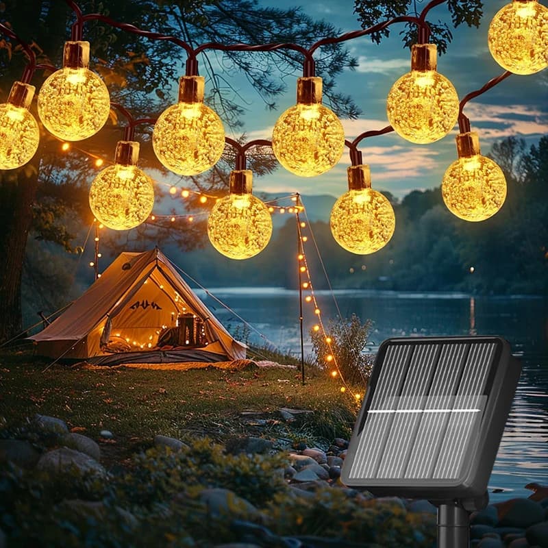 Luci a stringa solari a LED Globo di cristallo impermeabile per esterni Luce da patio ad energia solare per decorazioni natalizie per feste di matrimonio in giardino