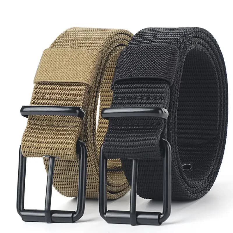 New canvas belts with porous ardillon buckle Fashionable versatile men's belt Student Youth Military training Extended denim design belt