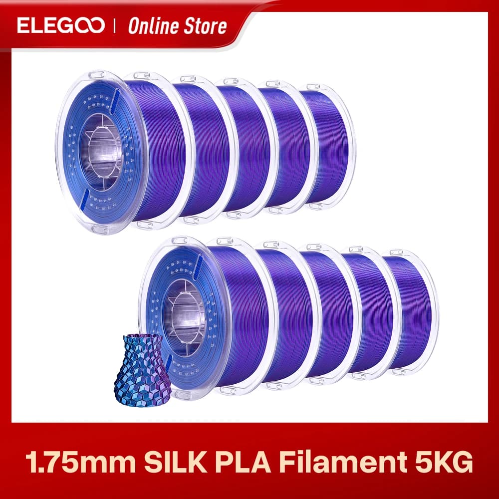 ELEGOO 10KG Silk Filament PLA 1.75mm 3D Printer Filament for 3D FDM Elegoo PLA printer for Elegoo Centauri Carbon