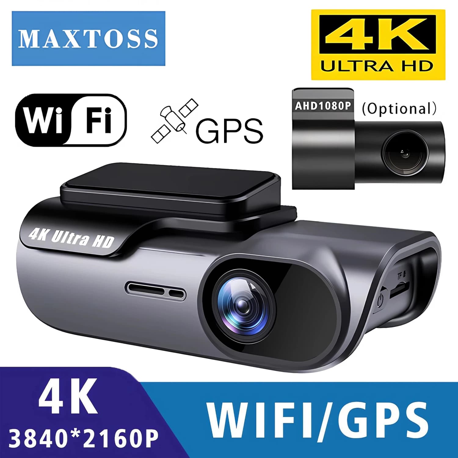 DashCam 4K Mini Car Dvr Video Recorder With GPS WIFI Support Dual Lens 1080P RearView Camera Night Vision Black Box 24h Parking