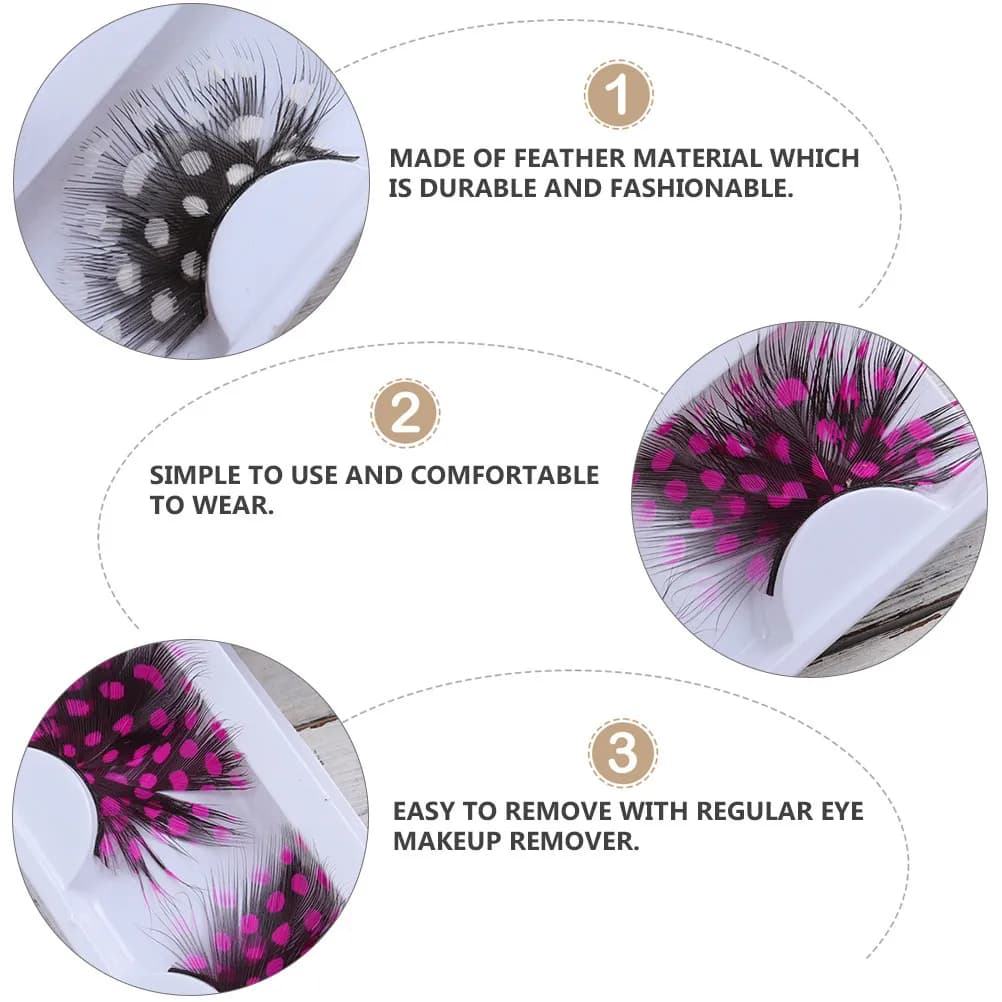 2 paia di ciglia finte rosa fatte a mano, comode e facili da applicare, rimovibili, affascinanti ciglia effetto ali per il trucco dei costumi