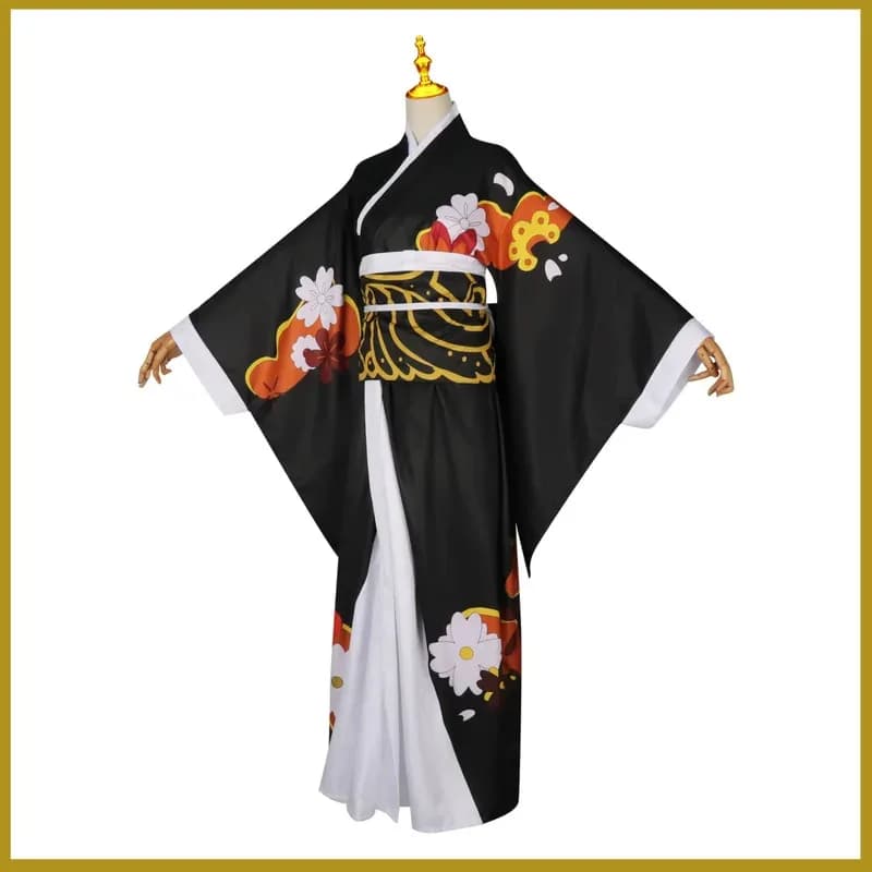 Anime Kibutsuji Muzan Costume Cosplay Femminile Stile Giapponese Kimono Nero Accappatoio Parrucca Uomo Donna Sexy Halloween Natale Vestito 5f
