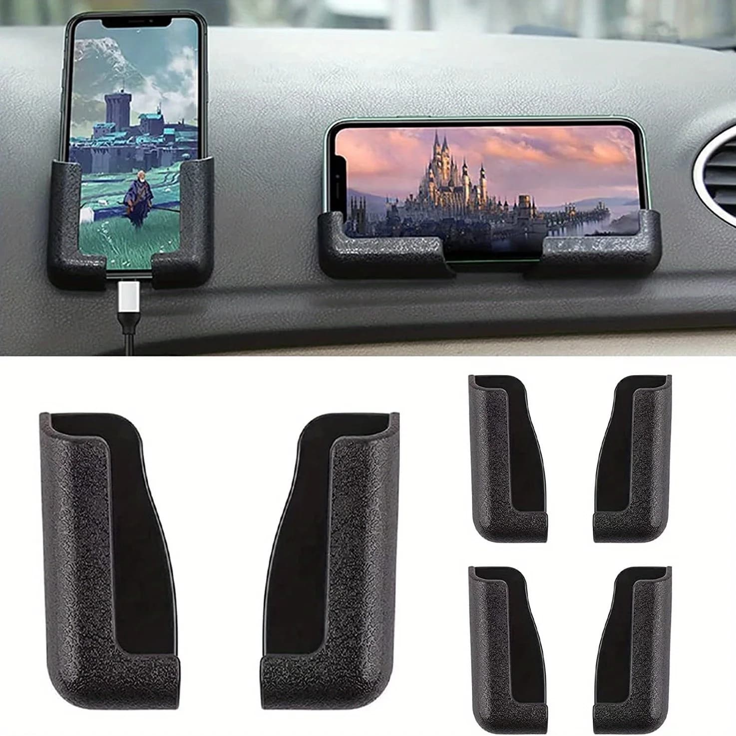 3/5pcs Multi-Functional Self-Adhesive Phone Mount – Adjustable Holder for Car Dashboard, Wall & Desk, Hidden Cable Management