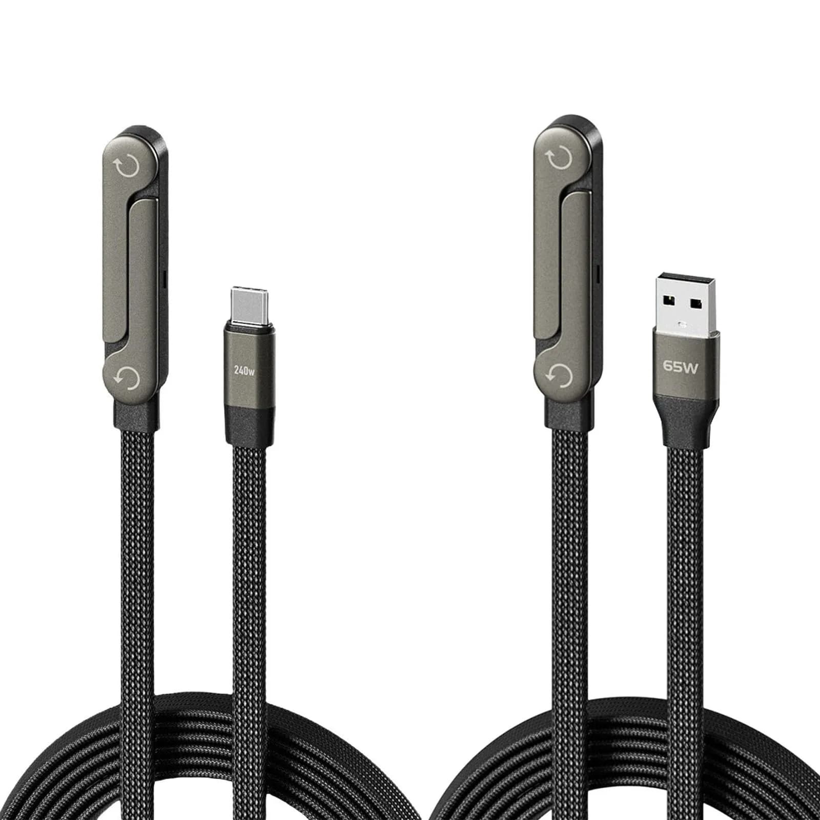 Cavo di Ricarica Rapida 2-in-1 con Supporto per Telefono Integrato, Cavo Multifunzionale ad Angolo Retto per Smartphone, Tablet e Laptop