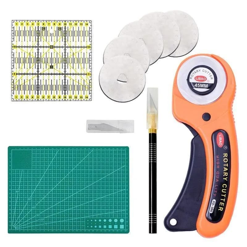 Set da 5 Pezzi: Kit da Cucito, Coltello da Taglio Manuale, Righello per Patchwork, Strumenti Fai-da-te per Quilting e Riparazione Abiti