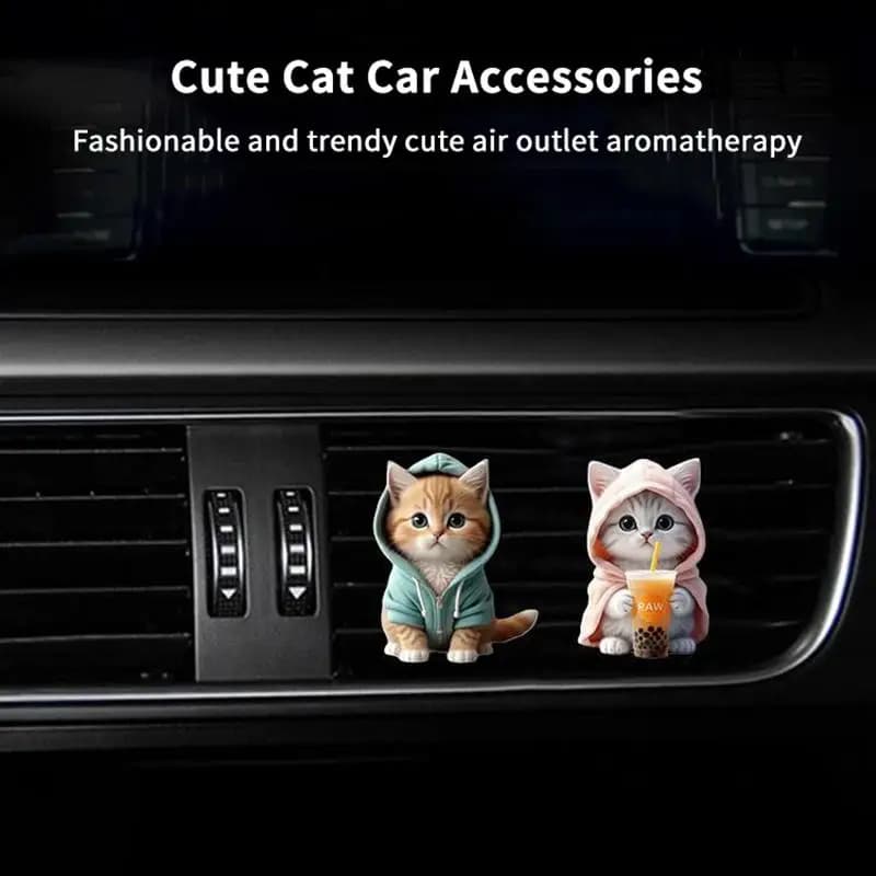 Car Outlet Vent Perfume Clips Cat Air Freshener Diffuser Aromatherapy Decoration Interior Aromatherapy Pad Car Cat Shape Clip