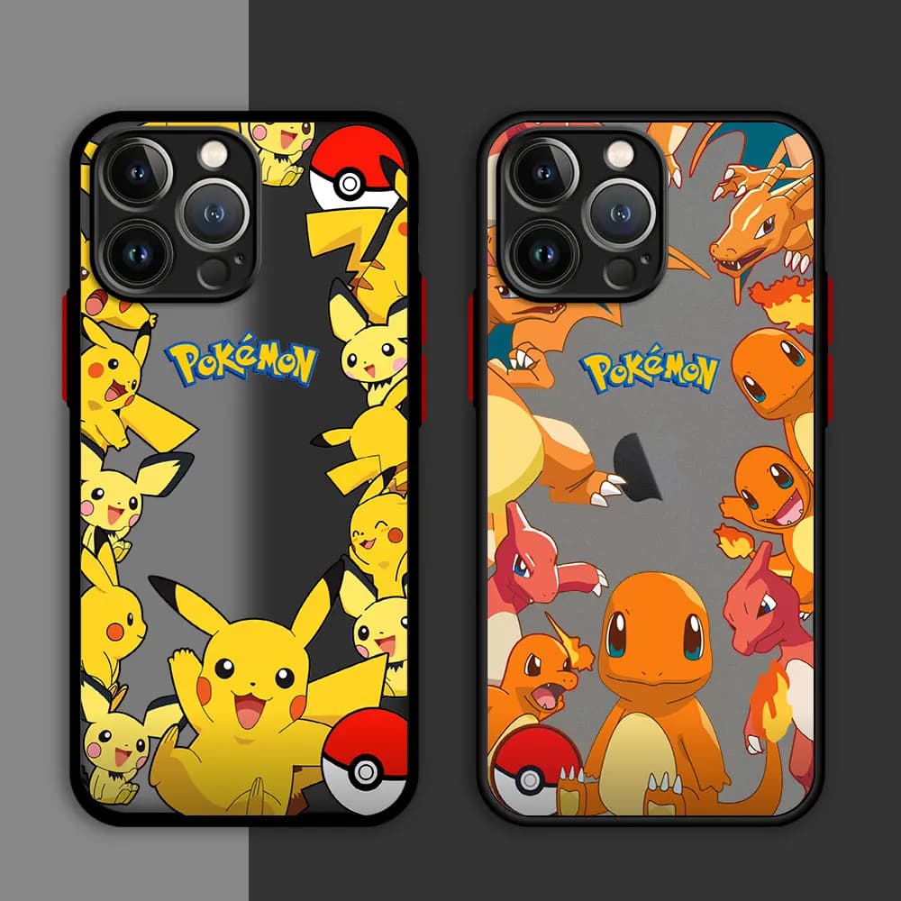 Hot Anime Cartoon Pokemon Custodia per Apple iPhone 11 13 15 Pro Max 14 Plus 12 Mini 7 8 SE X XS XR 6 Copertura posteriore del telefono PC Hard Funda