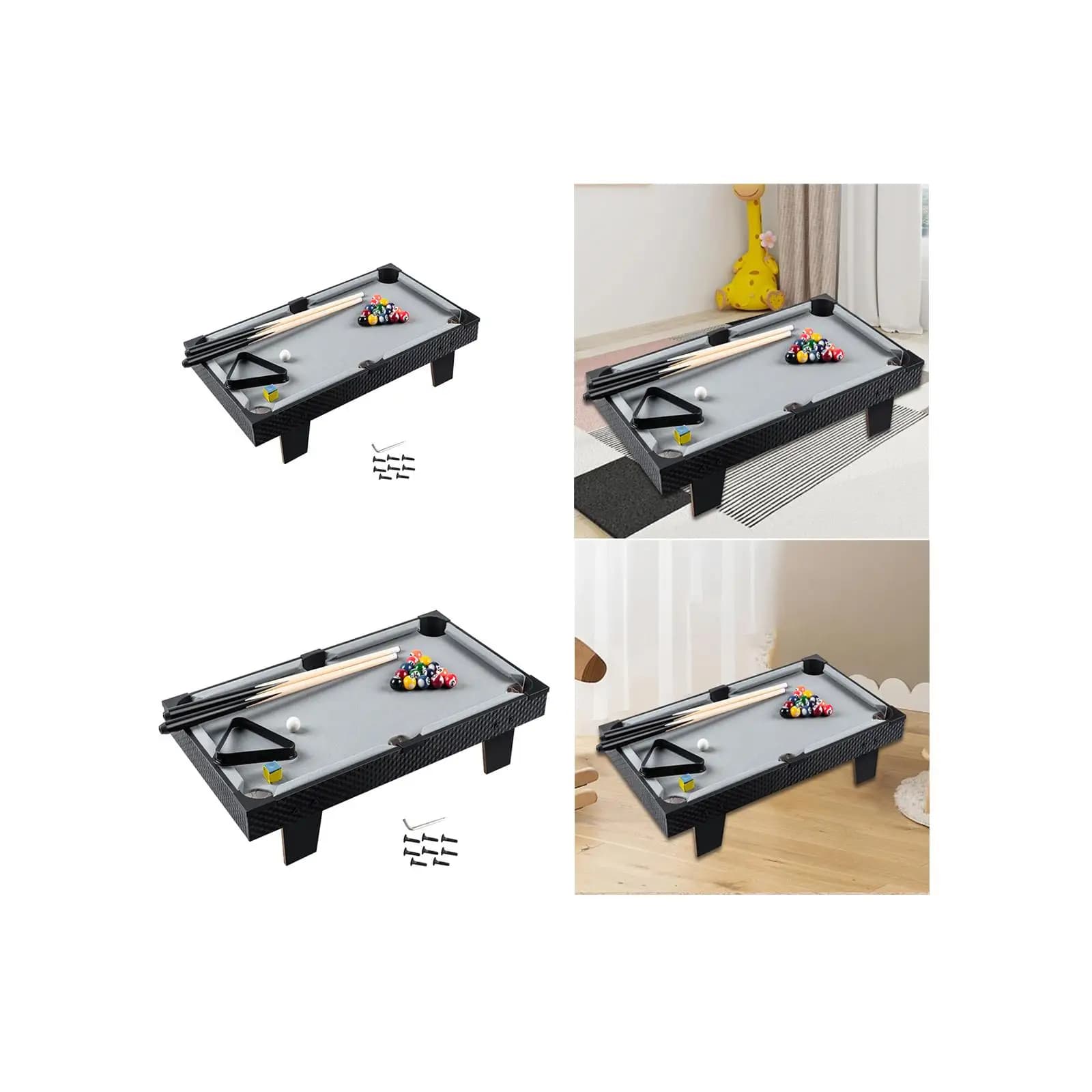 Piano tavolo da biliardo, tavolino da biliardo, set da biliardo da tavolo in legno con 16 palline, 2 stecche, gesso e triangolo