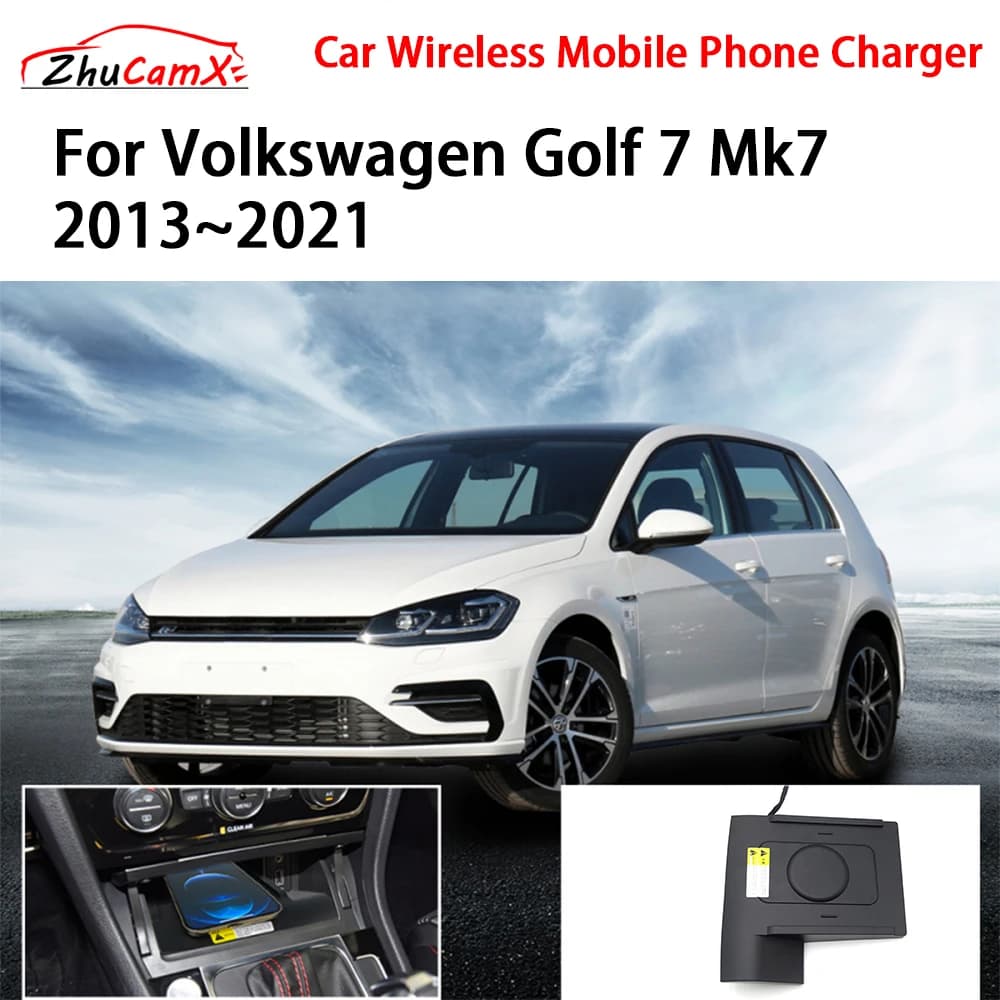 Caricatore per telefono cellulare wireless per auto Console centrale di archiviazione QI 18W iPhone ricarica rapida per Volkswagen Golf 7 Mk7 2013-2021
