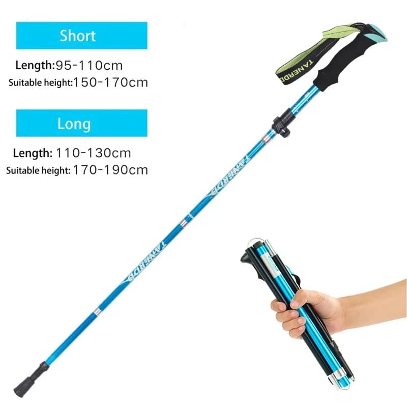 Foldable hiking pole Ultralight folding walking stick for trail running for outdoor climbing Campsite 2 pieces