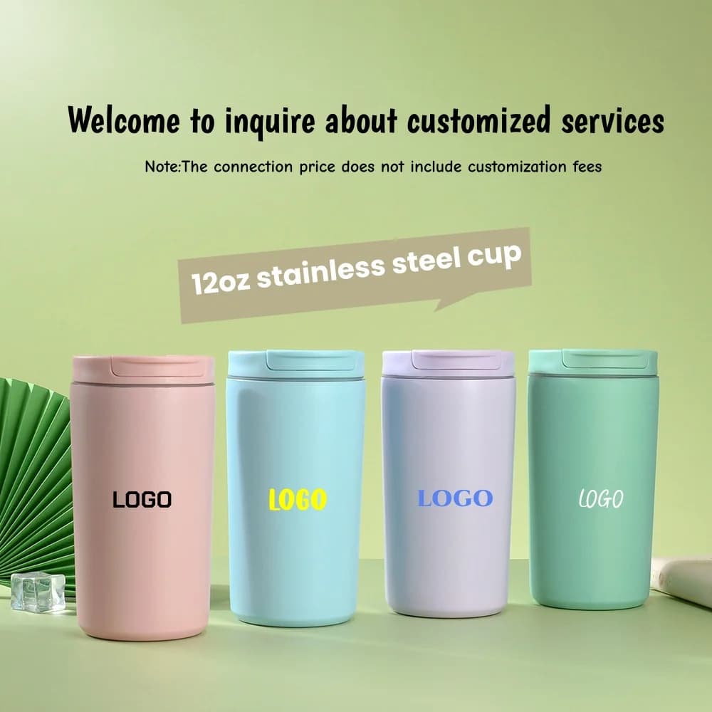 Tazza da viaggio in acciaio inossidabile da 12OZ, tazza termica, thermos a tenuta stagna, borraccia sottovuoto, tazza isolata, personalizzabile