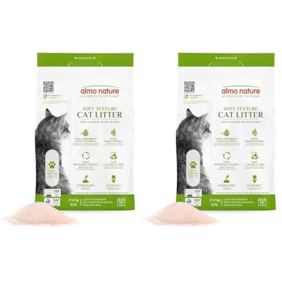 Lettiera per Gatti Naturale Inodore - Biodegradabile, Compostabile, Non Tossica, Eco-Friendly, Controllo Odori, Basso Contenuto di Polvere