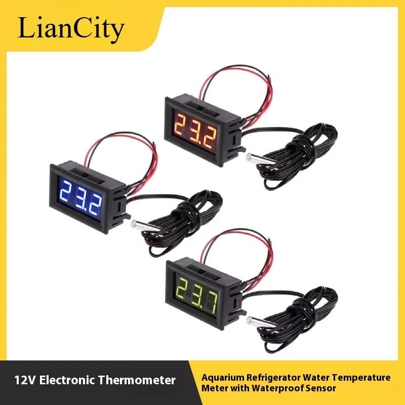 Termometro digitale elettronico 12V con funzione impermeabile per misurazione della temperatura dell'acquario, frigorifero e dell'acqua