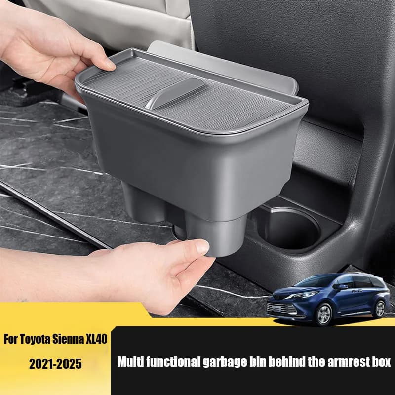 Per Toyota Sienna XL40 2021 2023 2024 2025 Bidone della spazzatura multifunzionale dietro la scatola del bracciolo montato su veicolo bidone della spazzatura