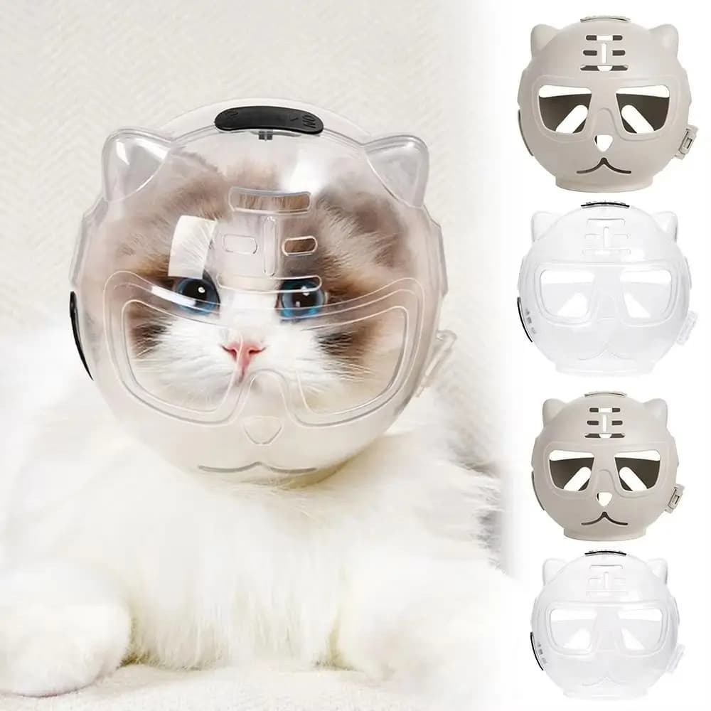 Museruola trasparente per gatti con bolle, traspirante, antigraffio, copricapo per gatti, design cavo, anti-morso, maschera per toelettatura animali domestici, accessori per animali domestici