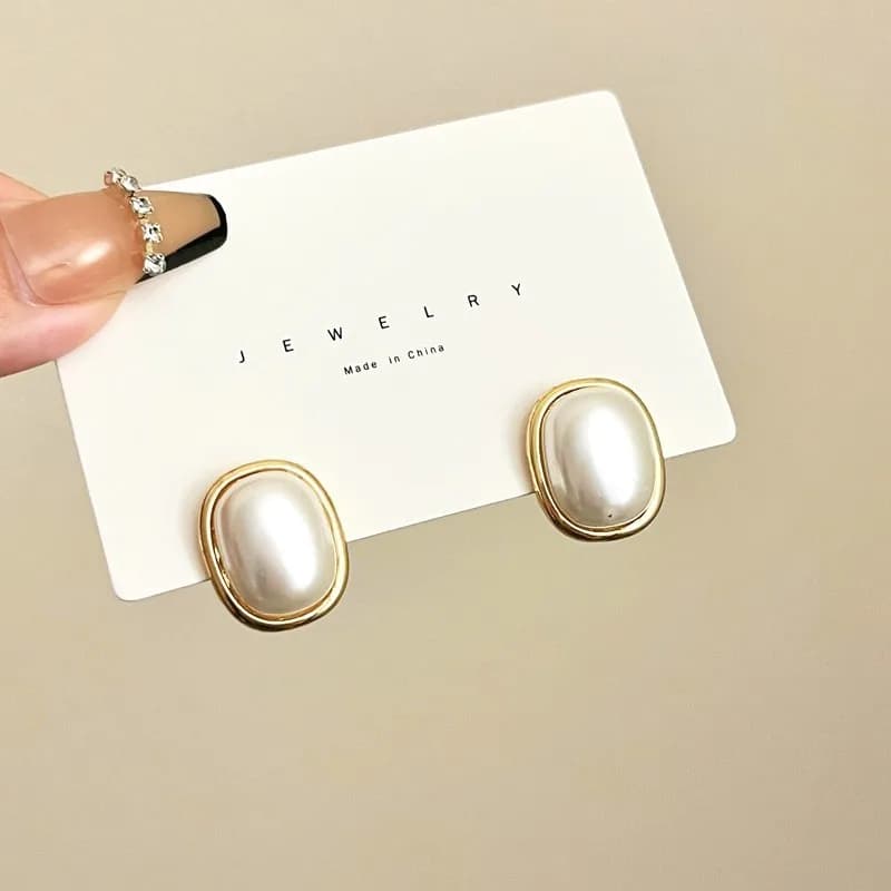 Orecchini a perla quadrata in argento 925 stile coreano per donna, gioielli di tendenza 2026, nuovi orecchini a perla vintage da donna
