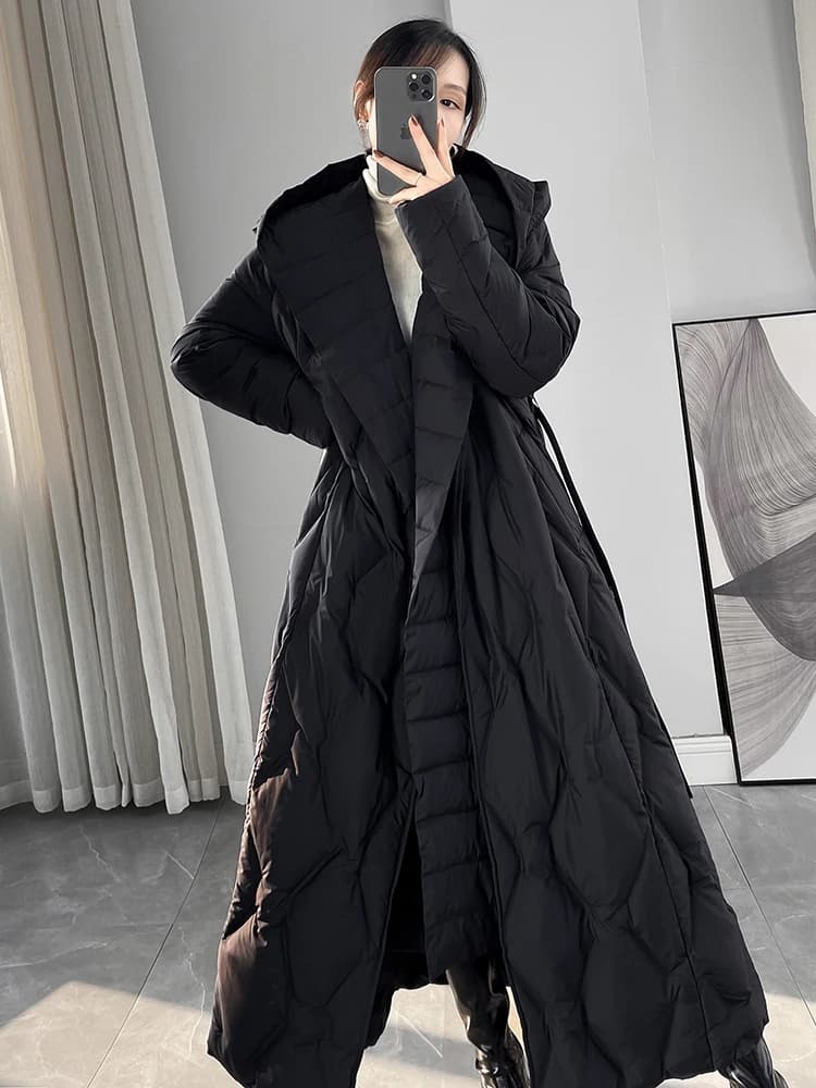 Giacca invernale da donna 2025 Piumino lungo Piumini caldi per abbigliamento donna Piumino caldo con cappuccio Abrigos Mujer